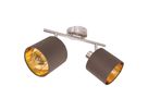 Wand-und Deckenleuchte MARON G (2er Spot) - E14, max. 2x40W, IP20, nickel + braun + gold, nicht dimbar, exkl. Leuchtm., L=460mm, B=120mm,H=207mm