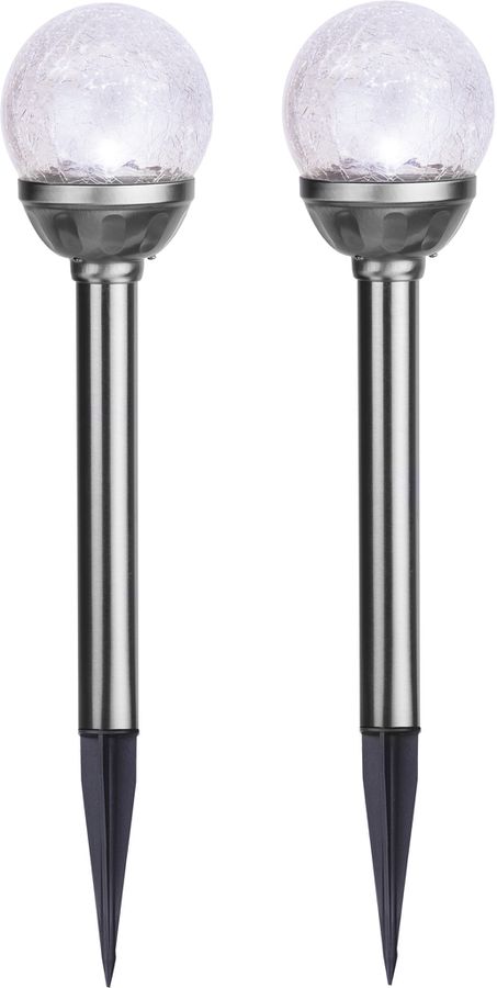 Solar Poller-Leuchte 2 Pack Roma - Silber, Lichtfarbe Kaltweiss