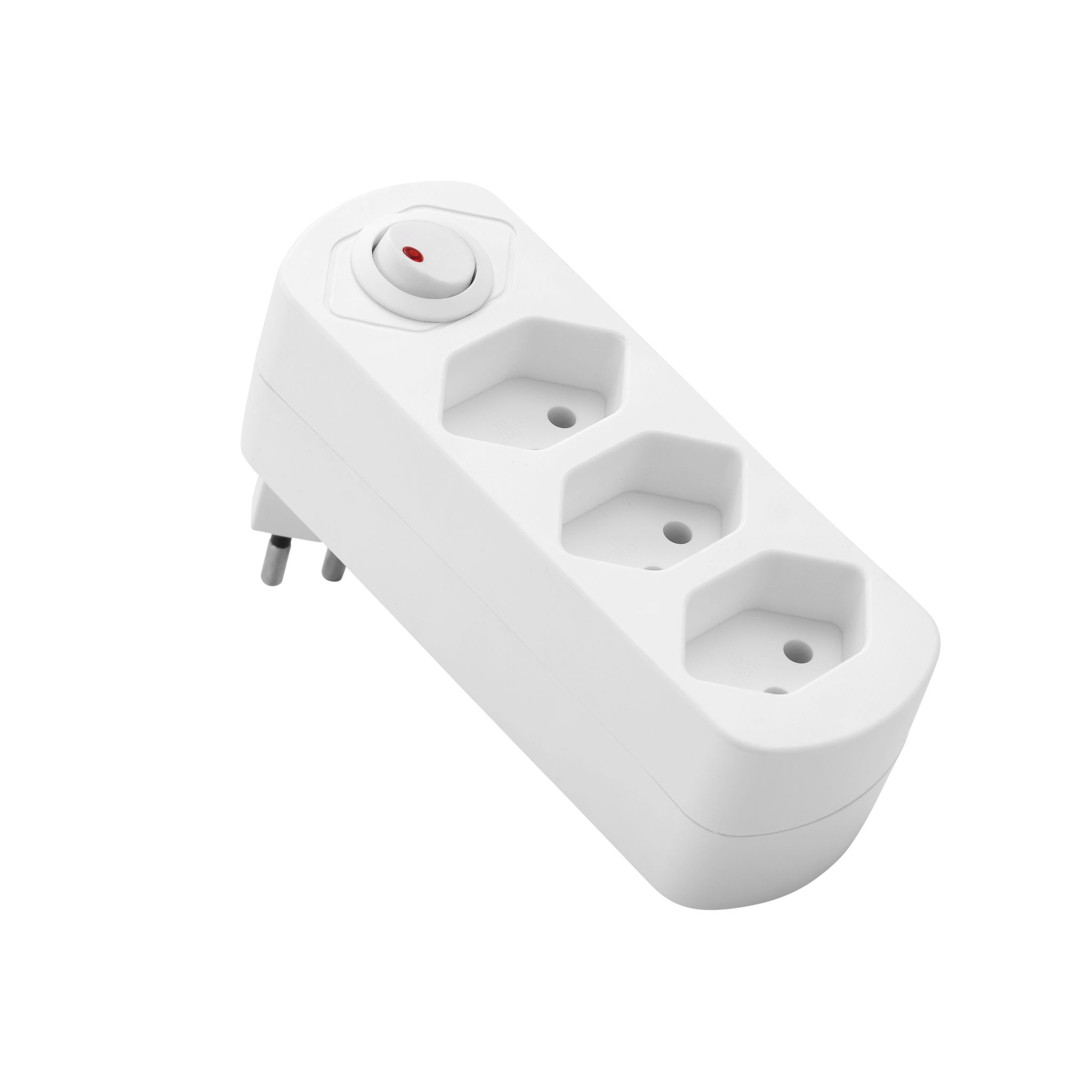 Abzweigstecker MOVE 3xT13 weiss - 270° drehbar mit Schalter (offen)