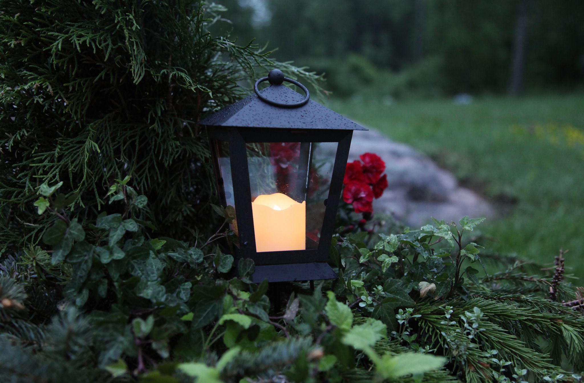 LED Grablicht Serene - Outdoor, Schwarz, 40cm Höhe, Timerfunktion