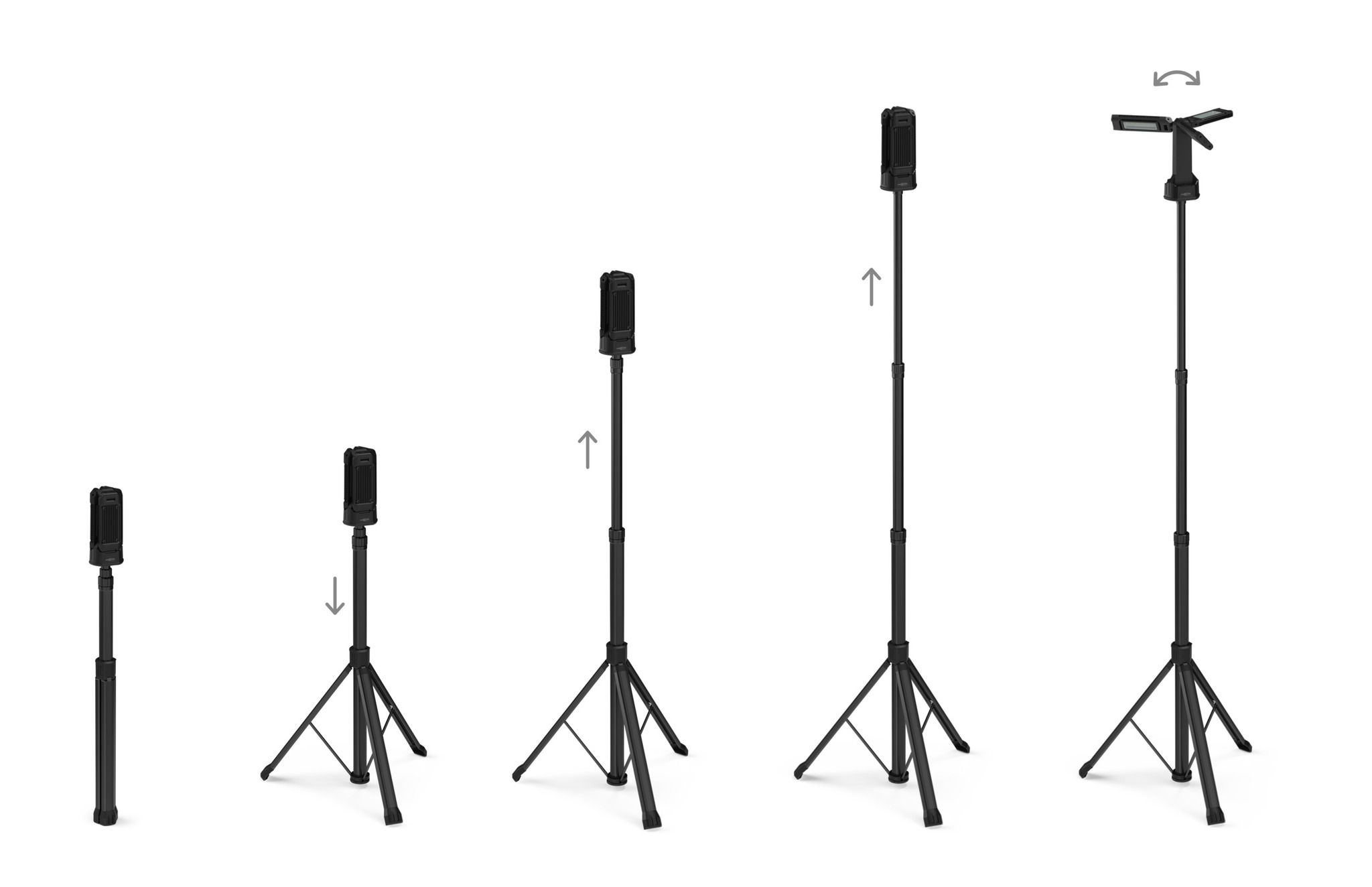 Arbeitsleuchte Triohead 7000R inkl. Tripod wiederaufladbar - 44W, IPX4, USB-Ladung