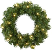 Künstlicher Weihnachtskranz Alaska - grün, 20 LED's, 38cm Höhe
