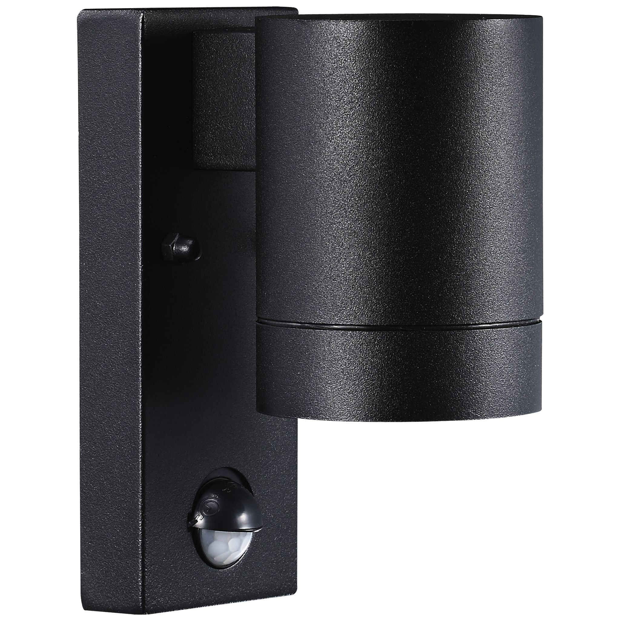 Tin Maxi Sensor - 1xGU10 (exklusiv), max.35W, IP54, schwarz, nicht dimmbar, PIR-/Tagesl.-Sen.(0-8m), D=76mm, H=160mm