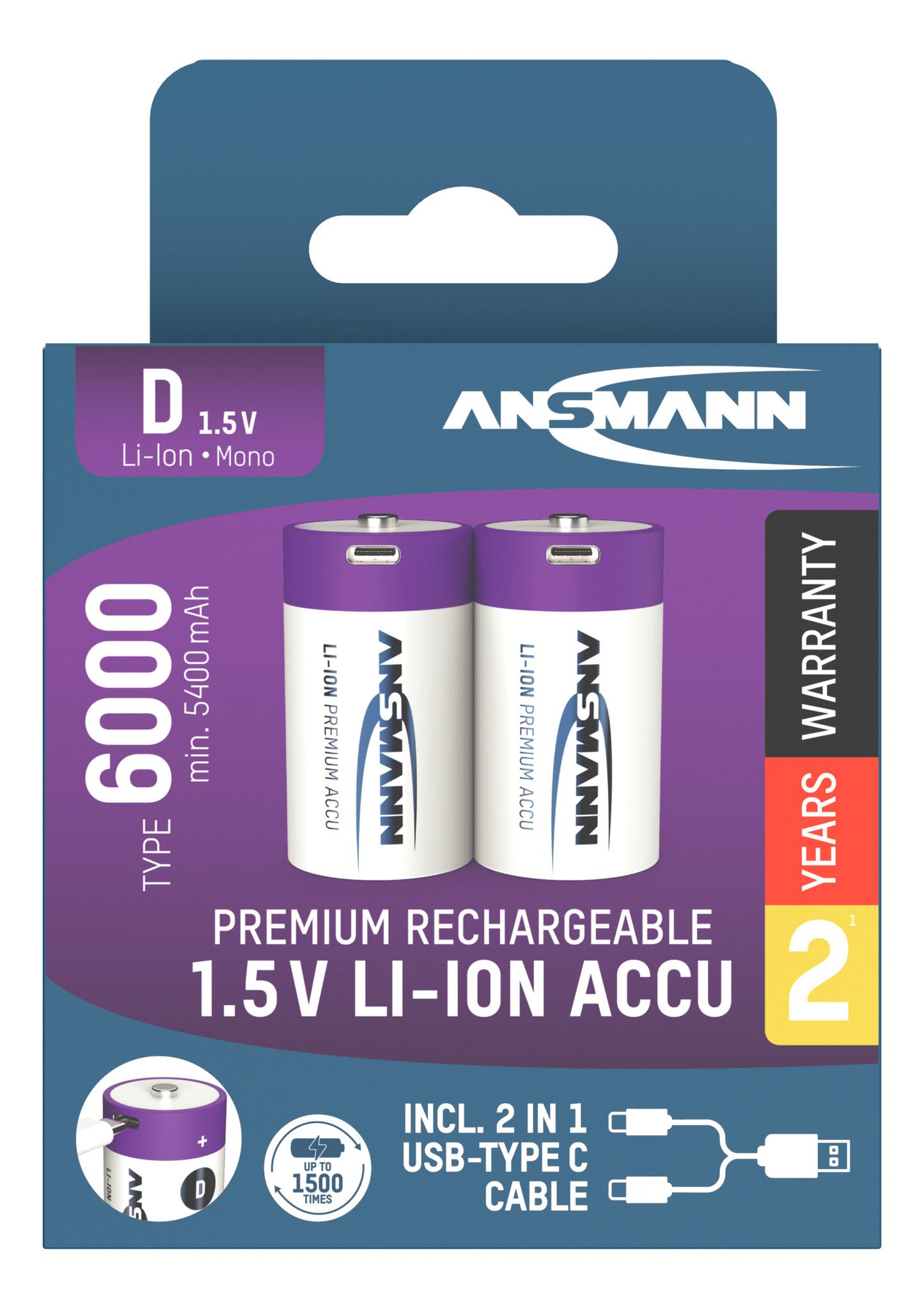 NiMH pile rechargeable Micro AAA 550mAh, 2er blister - 2er Kartonage