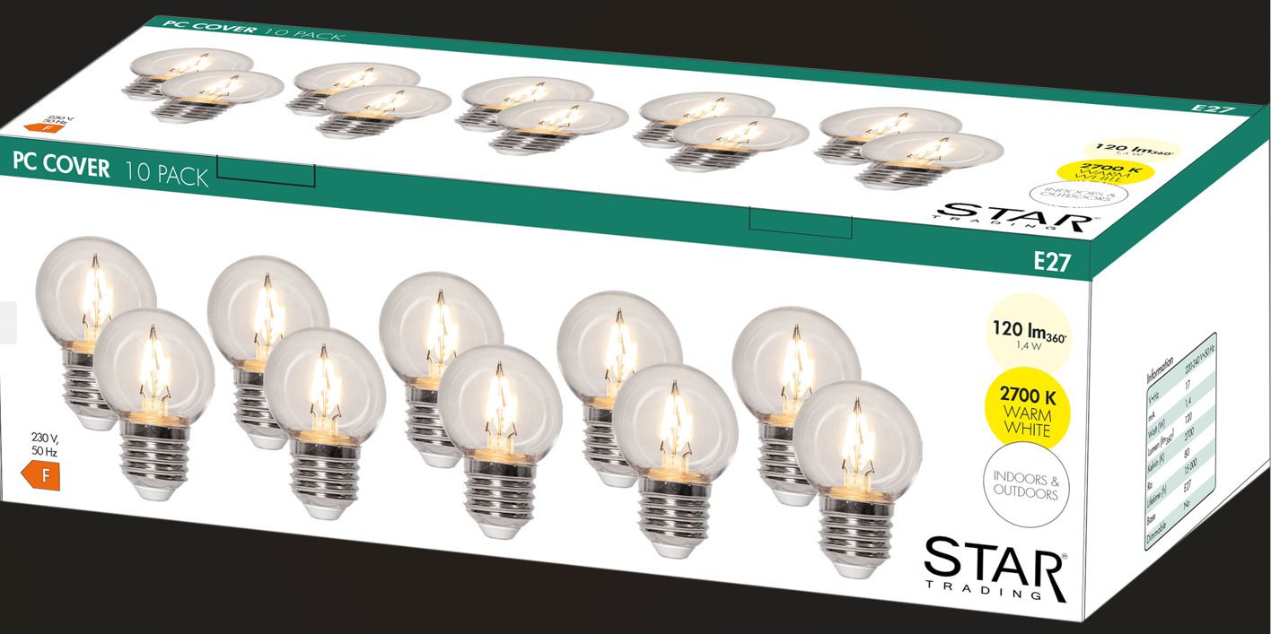 LED Leuchtmittel E27 G45 Outdoor Lighting - E27 10er Set warmweiss 120Lm