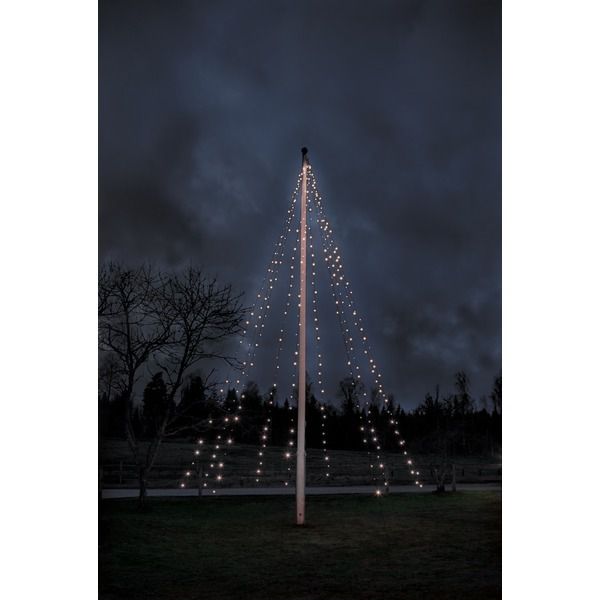 LED crispy white, Flagpole, 360 LEDs - Schwarz, 3000K, 10 strings à 1000cm