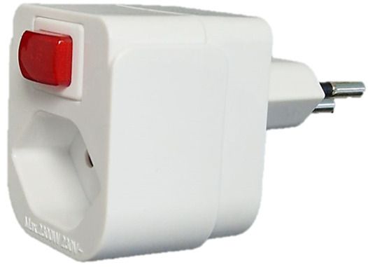 Abzweigstecker 1x T13 mit Schalter - 1xT13, T12 Stecker, integrierter Leuchtschalter, weiss, mit Kinderschutz