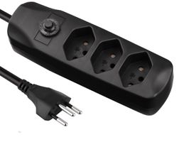 Fix Line Multiprise - 3xT13, 1.5m Kabel, H05VV-F 3G1mm2, schwarz, Kinderschutz