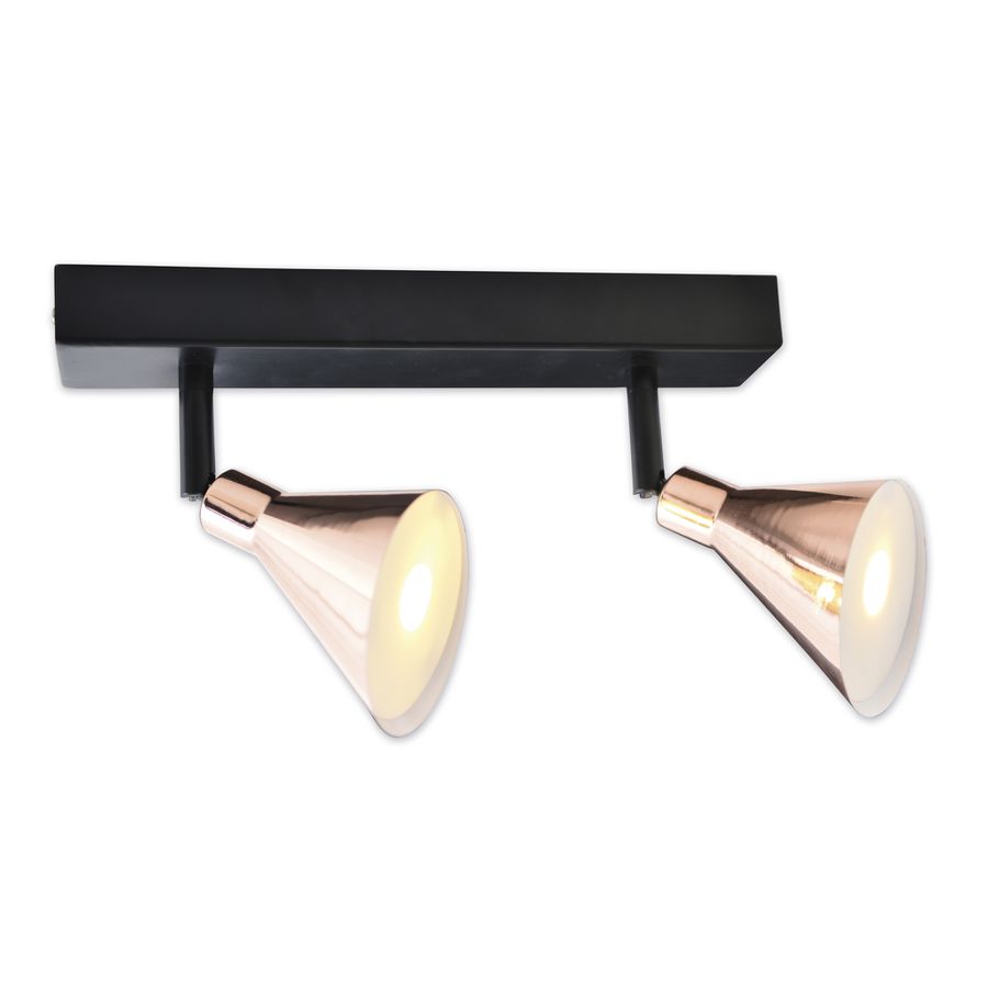 2er LED-Wand-u. Deckenspot Copper - LED fest verbaut, 3000K, warmweiss