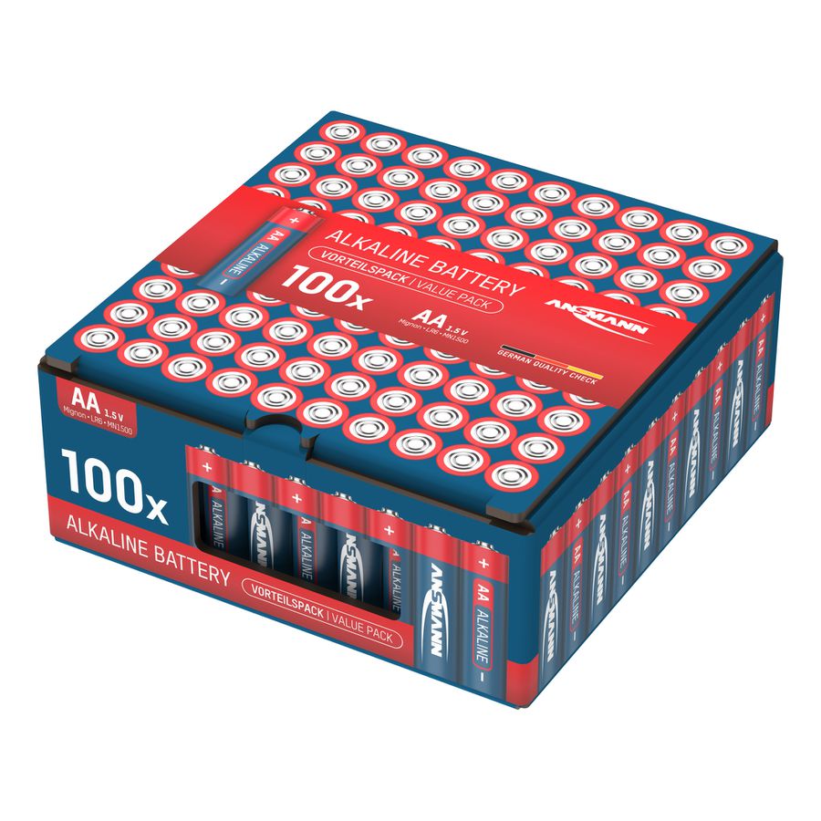 Alkaline Batterien 100er Vorteilspack 10x10 AA, POS-Lösung - LR6/AA Batterien 100er Box Retailverpackung