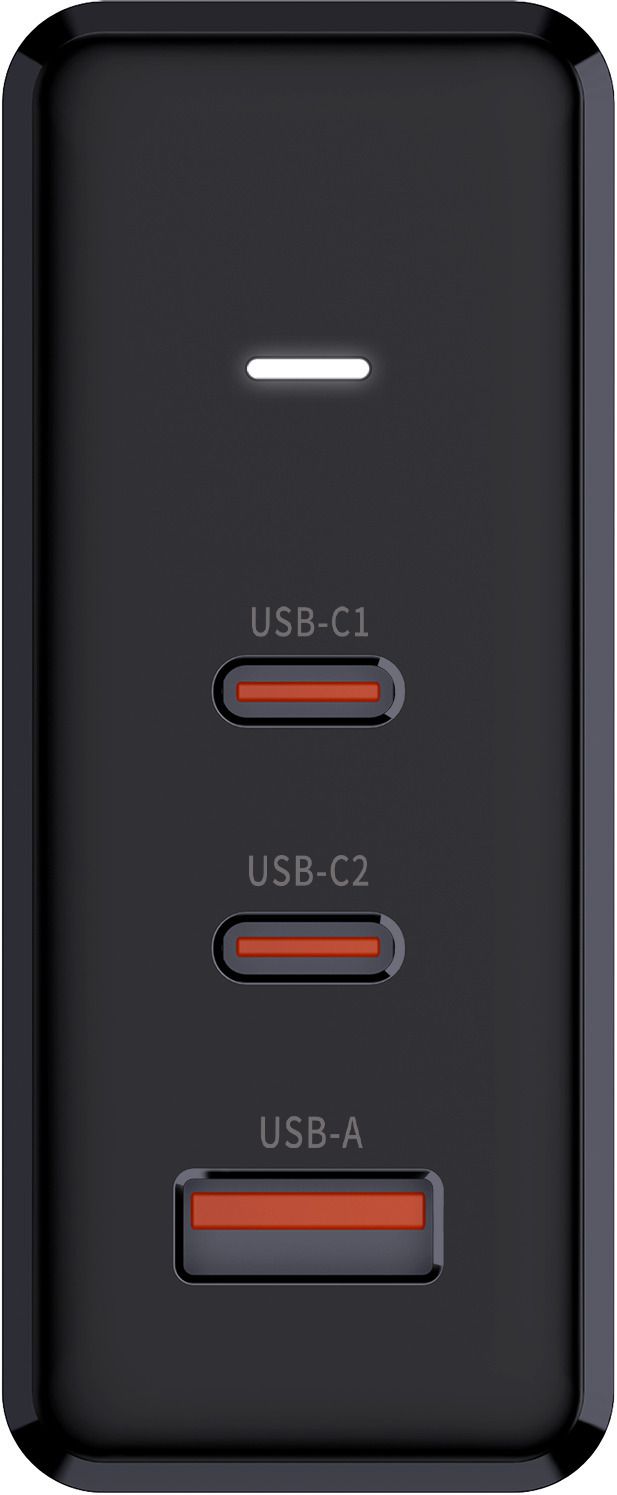 Fast Charger 140W GaN 3-Port - Out: USB-C1: 140W PD, USB-C2: 100W PD, USB-A: 60W inkl. 1.0m 140W USB-C to C Kabel, schwarz