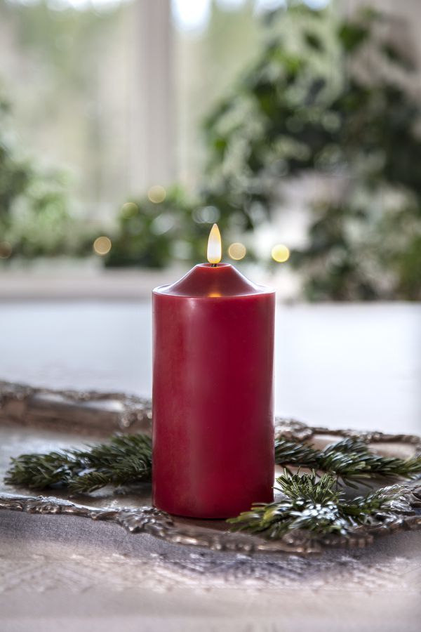 LED Pillar Kerze Flamme - Indoor, Weiss, 17cm Höhe, Timerfunktion