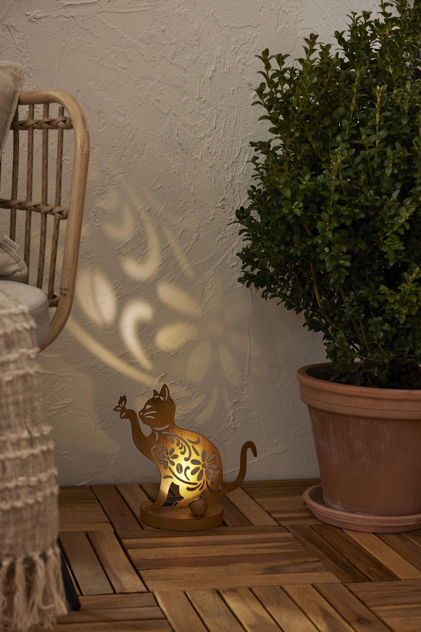 Solar Decoration Oxicat - Indoor, Outdoor, Warmweiss, Rost