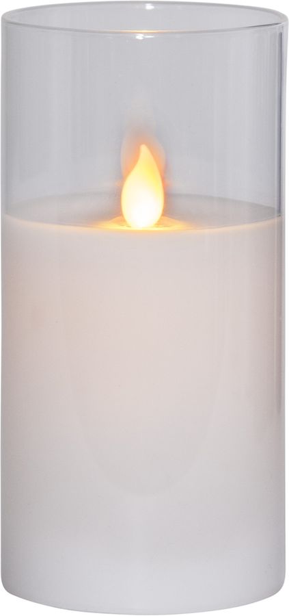 LED Pillar Kerze M-Twinkle - Indoor, Transparent, 15cm Höhe, Timerfunktion