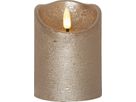 LED Pillar Kerze Flamme Rustic - Indoor, Gold, 10.00 cm Höhe,  Timerfunktion