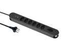 Steckdosenleiste Re:Life - 7x T13., 1.8m Kabel, schwarz