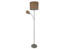 Stehleuchte  FILOMENA  H: 165cm nickel matt / braun - IP20, E27, Nickelmatt