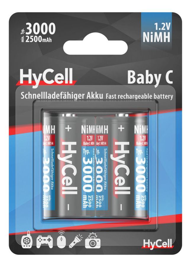NiMH Akku Baby C Typ Typ 3000 (min. 2500 mAh) 2er Blister - Baby C Akku 3000 mAh