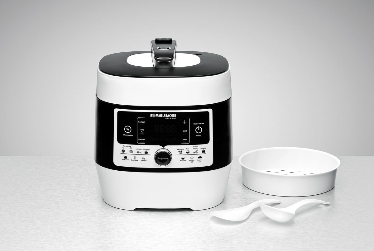 Vapore elettrico a pressione e multi-cucina MD 1000 - Dampfdruck- & Multikocher , Weiss/schwarz, 1000W