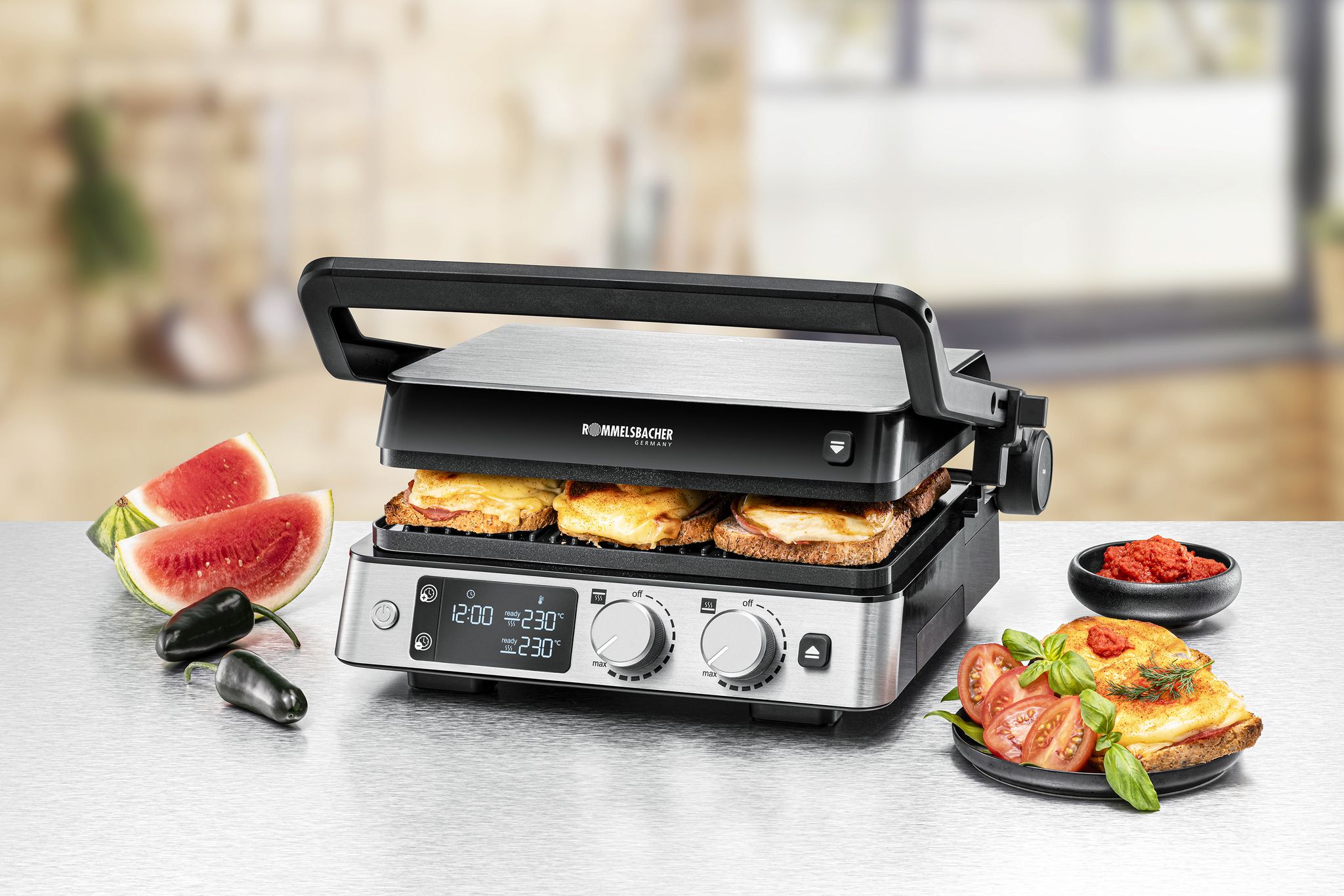 KONTAKTGRILL KG 2025 - Kontaktgrill, Edelstahl/schwarz, 2000W