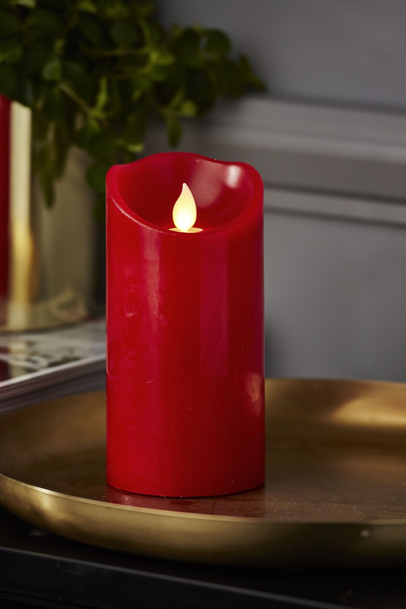 LED Pillar Kerze M-Twinkle - Indoor, Rot, 15cm Höhe, Timerfunktion