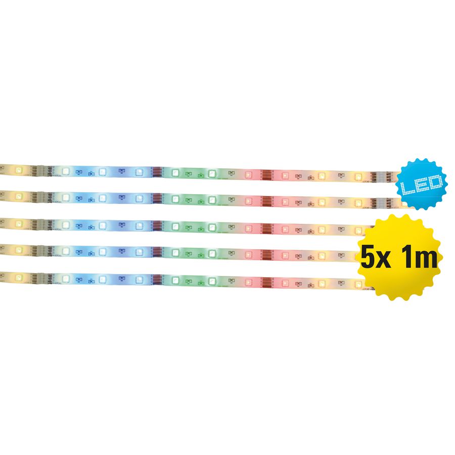 5x 1m RGB LED Stripe - IP20, RGB, 500cm Länge