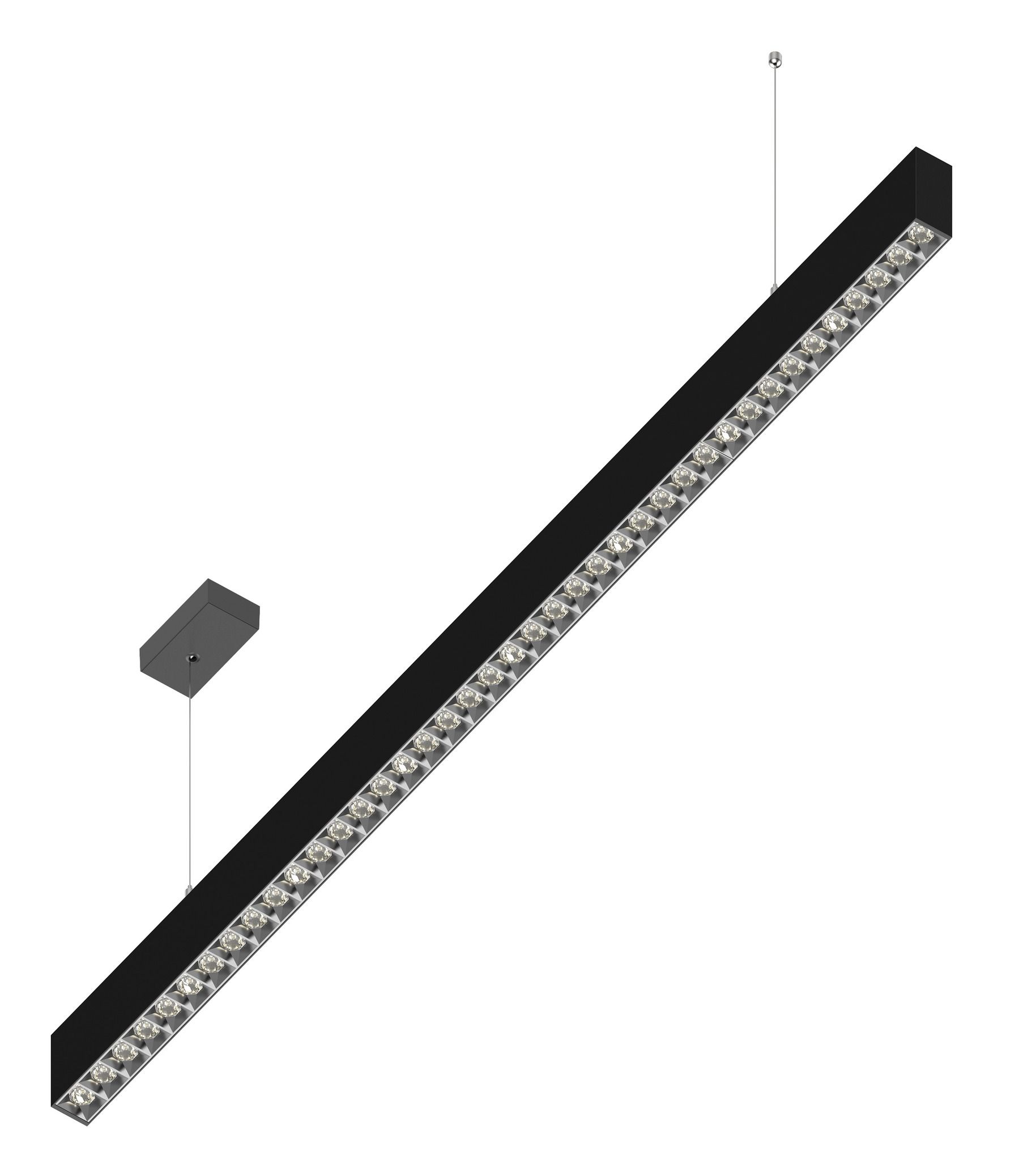 LED DALI-Pendelleuchte GLOS Up&Down (3000K) - 50W, 6250lm, 3000K, IP20, CRI83, 120°/45°,schwarz-matt, DALI dim., L=1171mm, B=38mm, H=66mm,PL1500mm