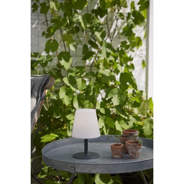 Tischleuchte Outdoor KRETA - Weiss, 26.5 x 16 cm, wiederaufladbar