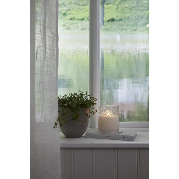 Laterne Flamme Romb - Indoor, Transparent, 12.5 cm höhe, Timerfunktion