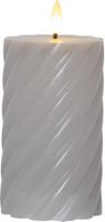 LED Pillar Kerze Flamme Swirl - Indoor, Grau, 15.00 cm Höhe,  Timerfunktion