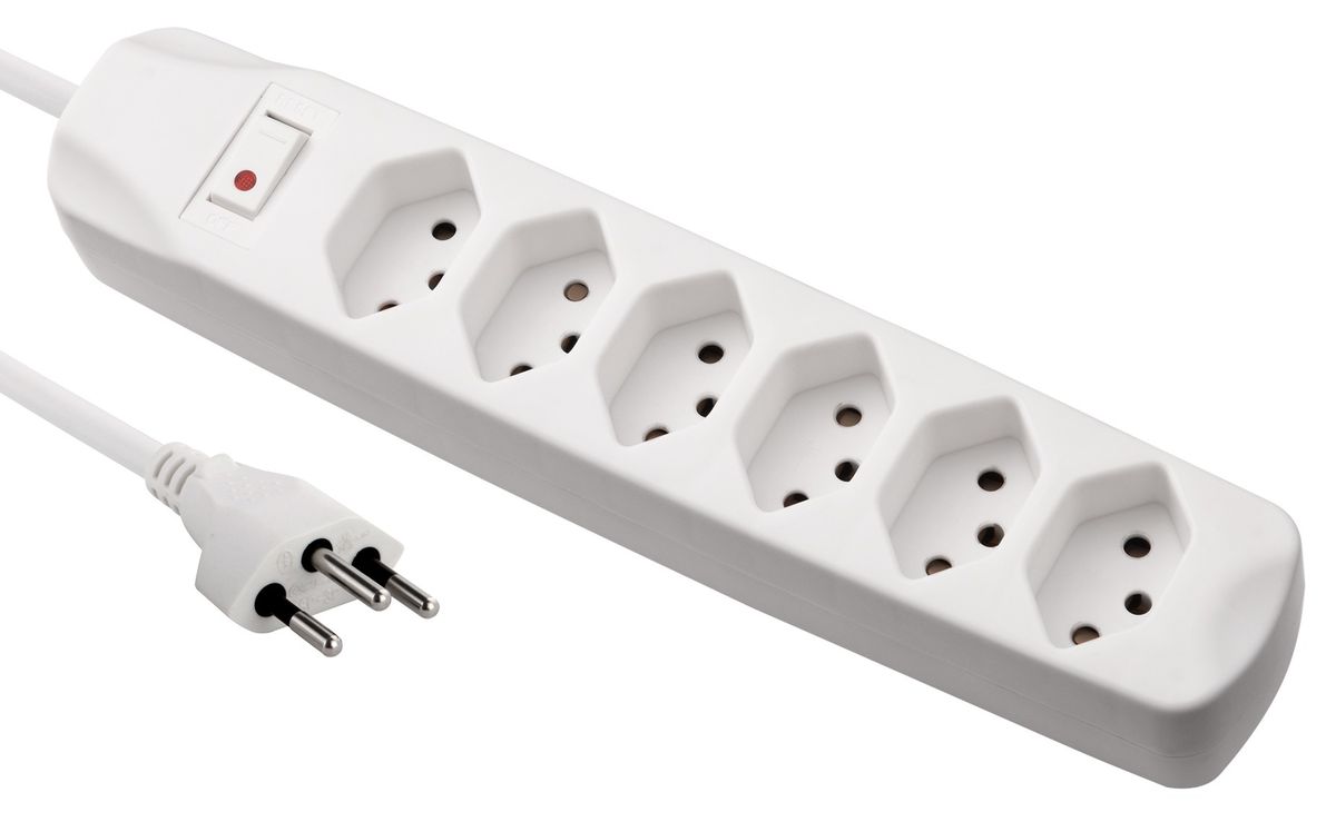 Fix-Line Steckdosenleiste 6xT13 - 6xT13, 5.0m Kabel, H05VV-F 3G1mm2, weiss, Kinderschutz