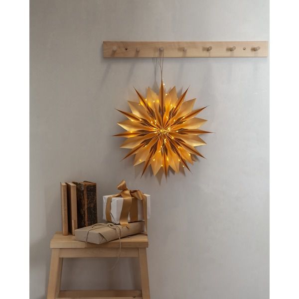 Papierstern Flinga - IP20, Gold, Warmweiss