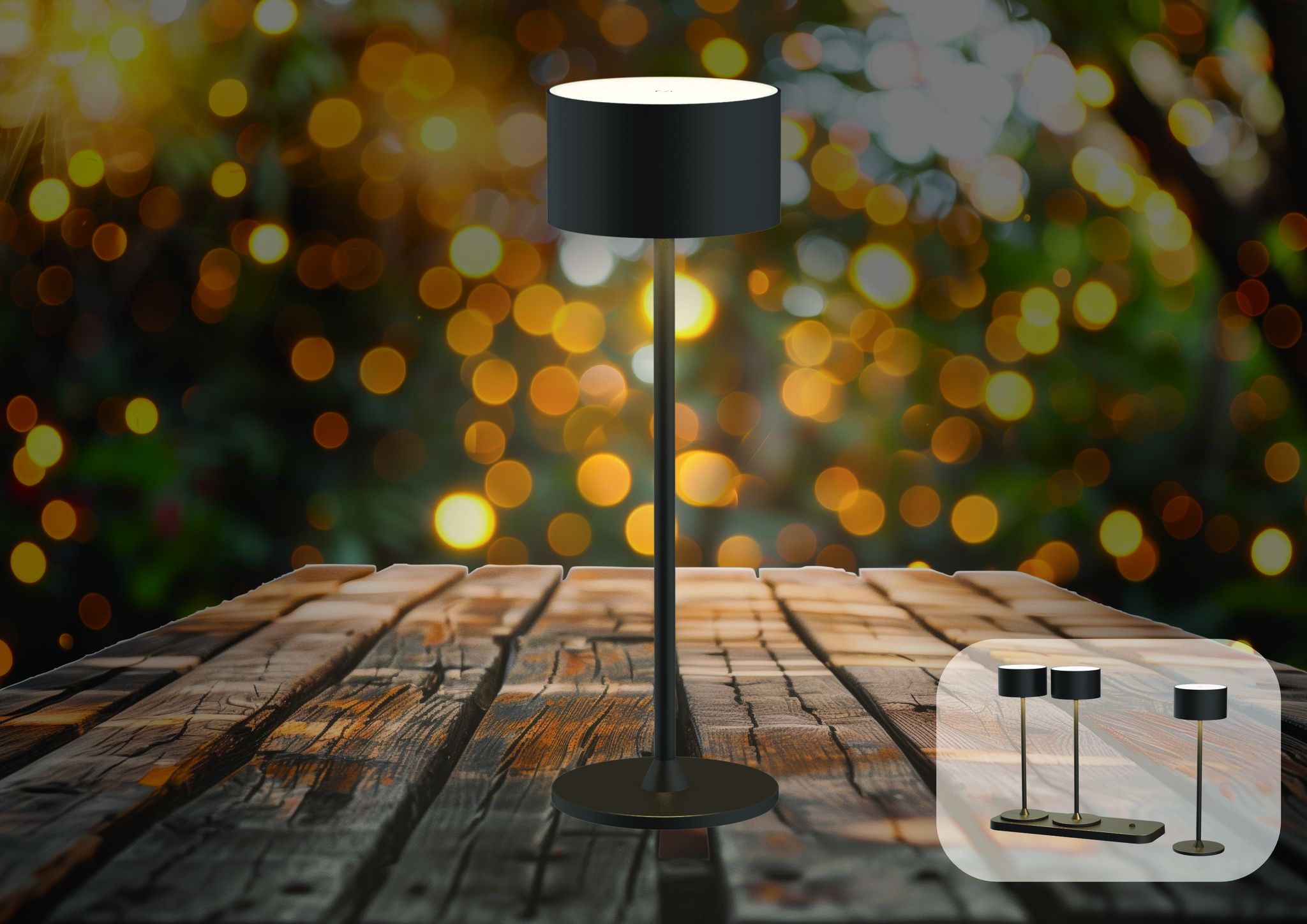 Akku-Tischleuchten 3er Set mit Ladestation TavoloLight schwarz - 3000-6500K,170lm, IP20
