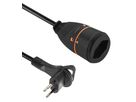 LOCKXTEND 5m - LOCK-Kupplung T13, Flachstecker T12 mit Lasche, 230V - 10A, schwarz