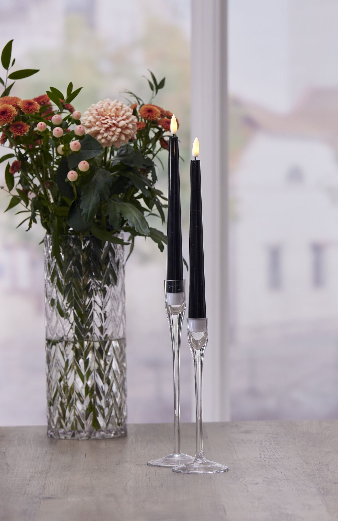 LED Dinner Kerze 2 pack Flamme Candy - Indoor, Schwarz, 26.00 cm Höhe, Timerfunktion