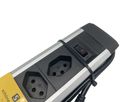 ALU Steckdosenleiste USB-C - 8xT13, 1x USB-C + 2x USB-A max. 3.4A - PD 20W, 2.0m Zuleitung, Stecker T12, Aluminium/schwarz