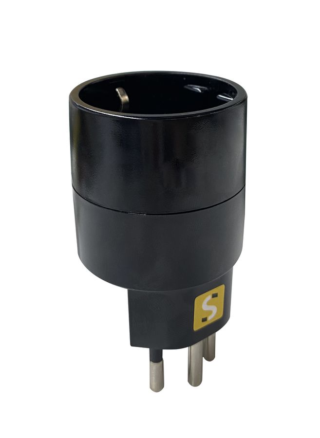 Reiseadapter NO BLOCK - Eingang: Schuko Typ F | Ausgang: Schweiz T12, 10A Sicherung, schwarz, VPE10