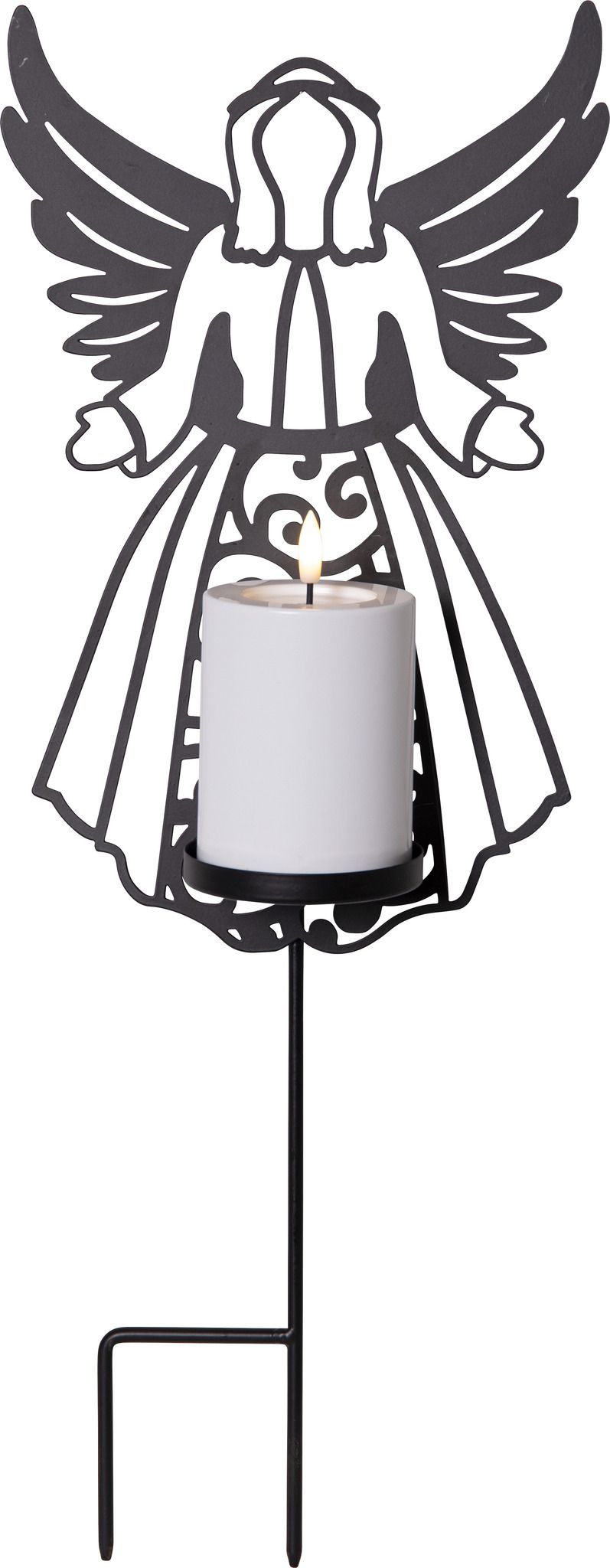 LED Memorial Kerze Flamme Deco - Indoor, Outdoor, Schwarz, 48.00 cm Höhe, Timerfunktion