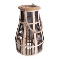 Dekoleuchte Korb schwarz natur h: 34,5cm incl. Solar-LED-Kerze - LED wechselbar, IP44