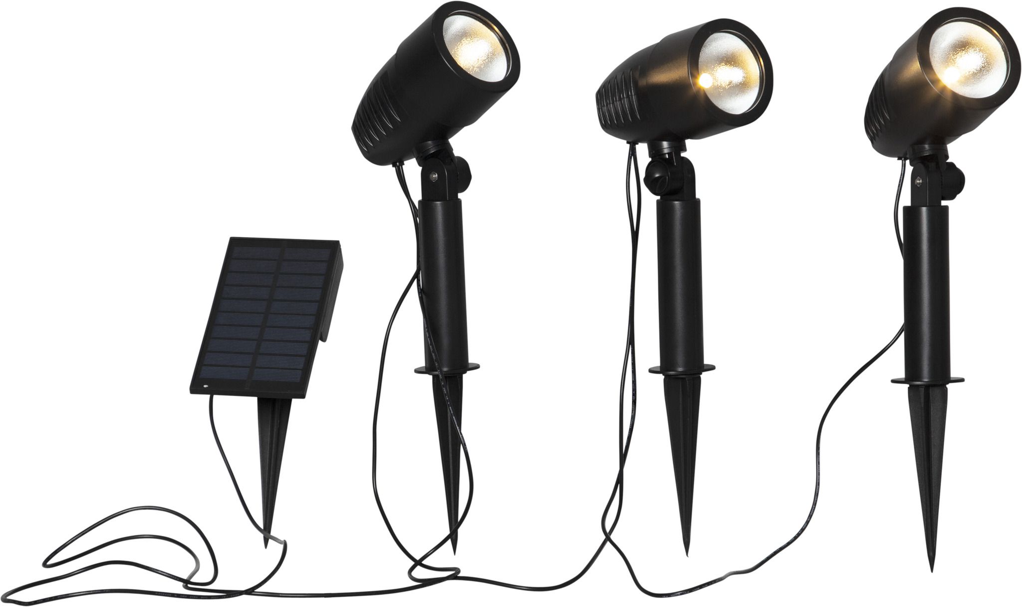 Solar Spotlight Powerspot x 3 - IP44, Warmweiss, Dämmerungssensor