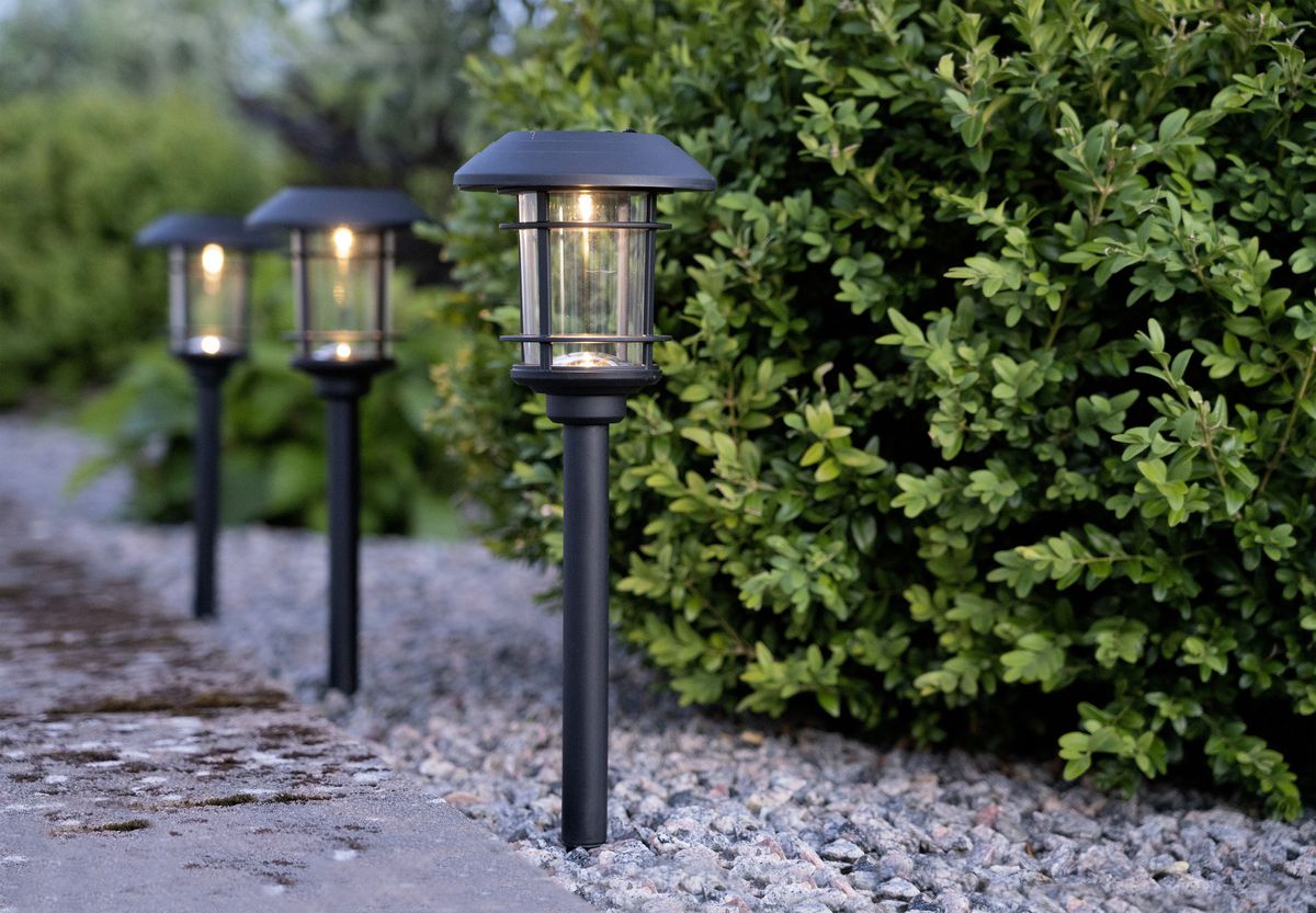 Solar Pollerleucht 3 Pack Fride - Schwarz, Lichtfarbe Warmweiss