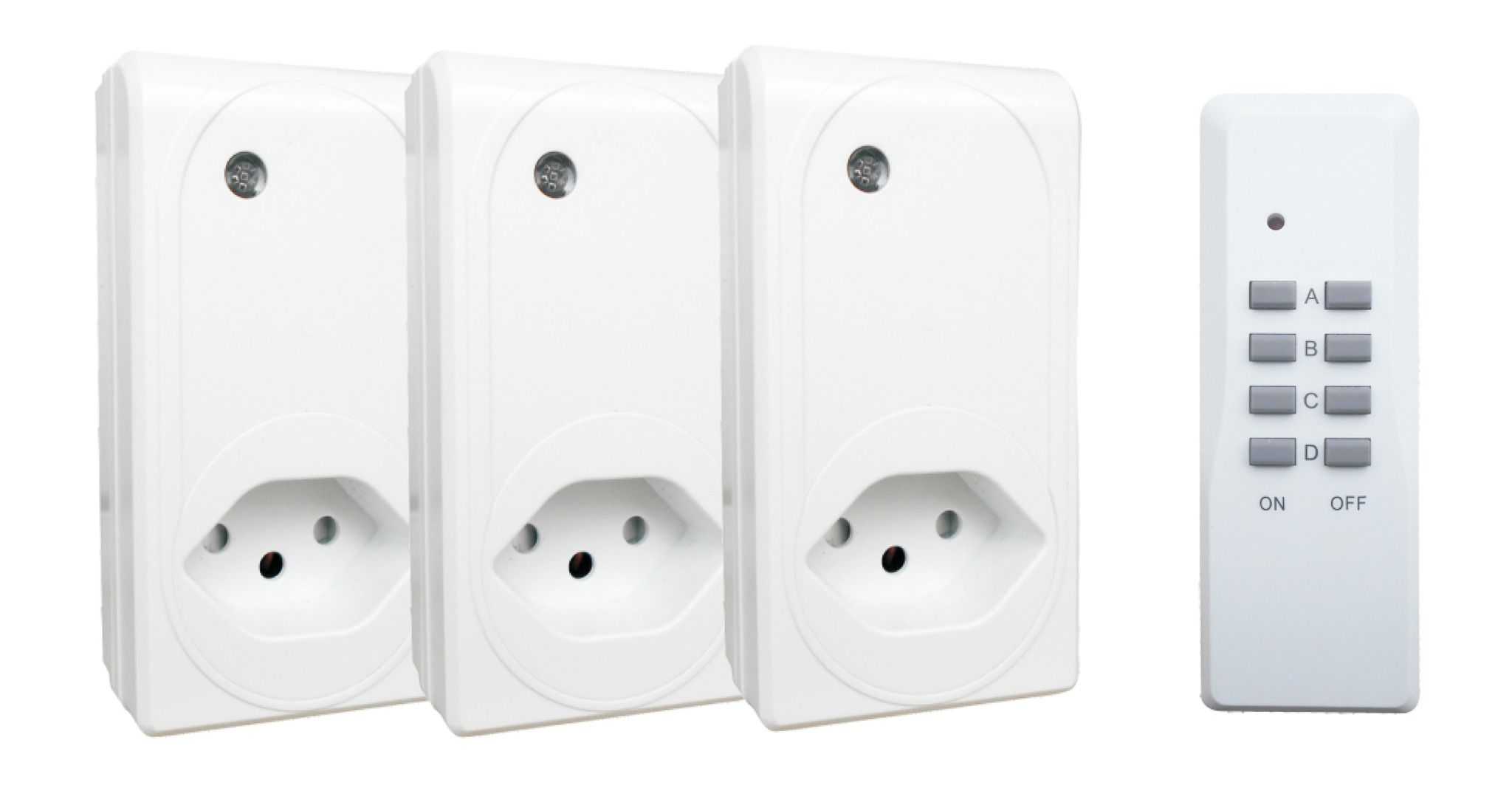 Funkschalter Set indoor - 3er Set, Indoor, 25m Reichweite, Frequenz 433.92 MHz, weiss