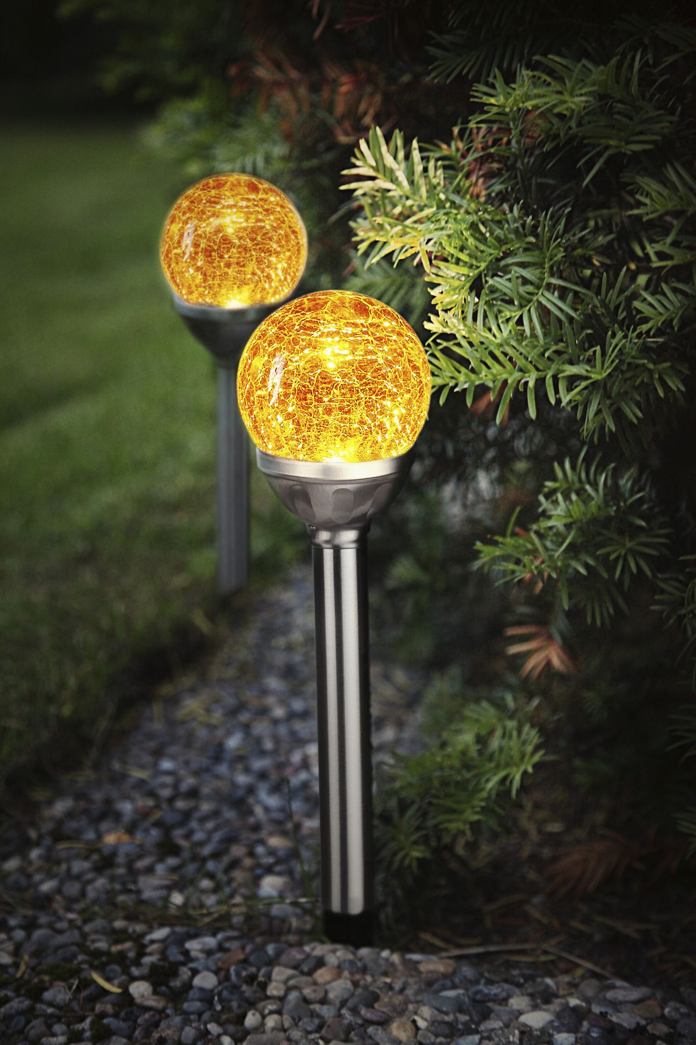 Solar Poller-Leuchte 2 Pack Roma - Amber, Lichtfarbe Amber