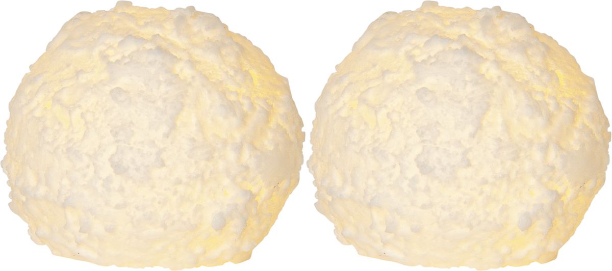 LED Pillar Kerze 2P Snowball - Indoor, Weiss, 7 cm höhe, Timerfunktion