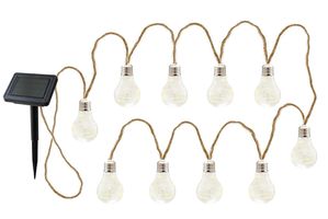 LED Solar Lichterkette MITRA - AKKU- Batt. (1.2V DC 300mAh),3000K,IP44,10 Leuchtmittel, Solarpanel 40x57mm,L= 3650mm, D=60mm,H=90mm