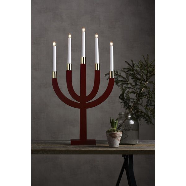 Kerzenleuchter Elias - IP20, Rot, Warmweiss