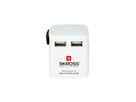 World USB Charger - Out: 2-Pol EU, UK, USA/Japan, AUS/China, 2xUSB-A 5.0V DC, max. 2.4A (shared), weiss