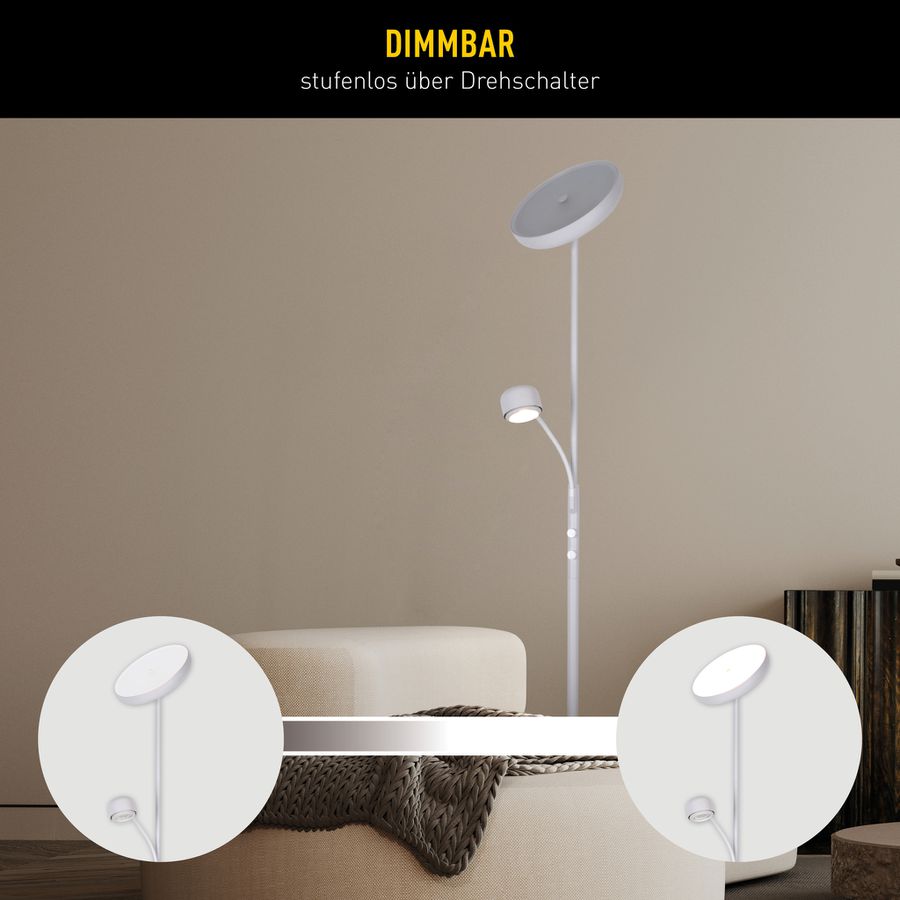 LED Stehleuchte  ROMIS  mit Lesearm weiß - IP20, LED-Modul, Weiss