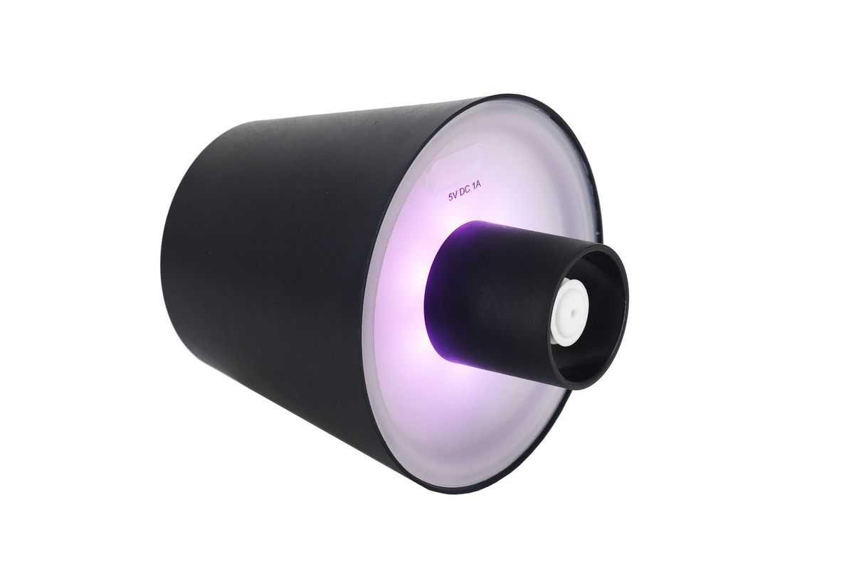 Akku Tischleuchte Wine Bottle USB-C GINI Schwarz - IP54, RGBW, 250lm