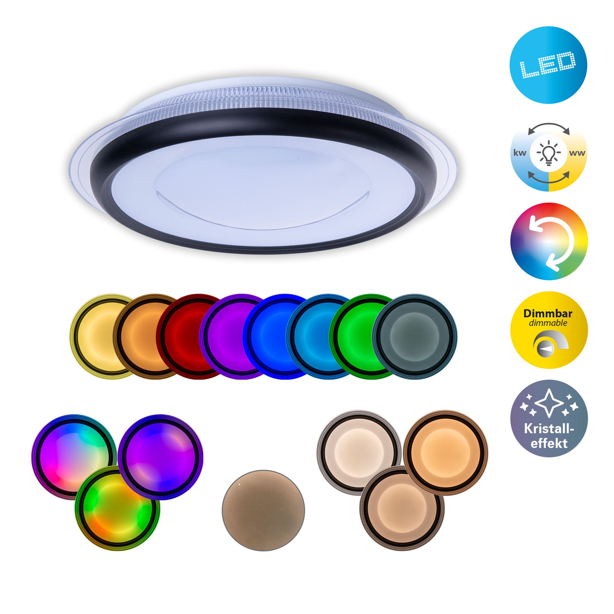 LED Deckenleuchte CANNA D: 45 cm - LED fest verbaut, IP20, 23W, 230V